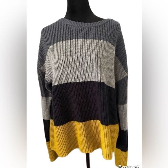 "Alli & Rob"  Multi colored striped oversized sweater. Size large - Picture 1 of 10